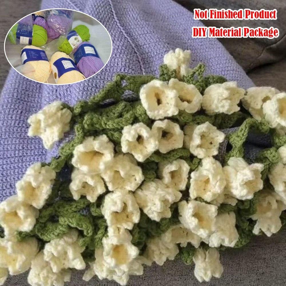 Creative DIY Rose Bouquet Blankets 110cm Handmade Crocheted Flower Bouquet Blanket Crochet Kit Lily of The Valley Blankets Gift