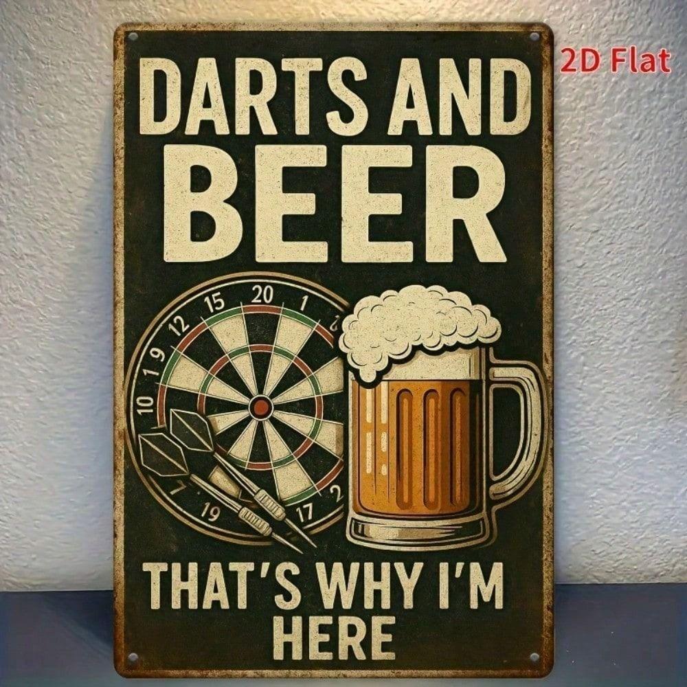 Metall Wandkunst Vintage Dart und Bier Lustiges Bar Schild