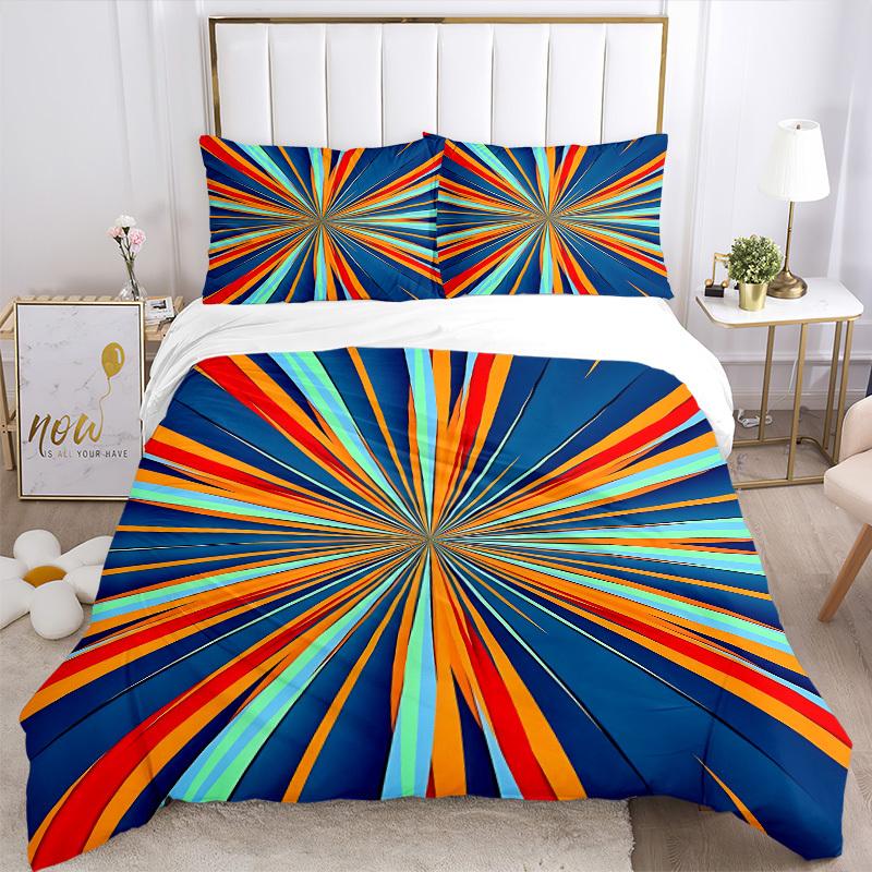 Juego de Fundas de Colcha de Colores Radiantes de 3 Piezas - 1 Funda de Edredón + 2 Fundas de Almohada, Decoración de Dormitorio para Todas las Estaciones, Perfecto para el Hogar038