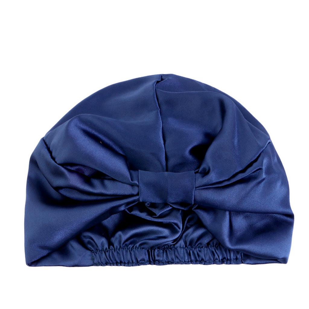 Women's Double-Layered Reusable Silk Satin Sleep Headwrap for Nighttime Beauty Routine – Elastic Band & Knot Closure Shower Bathing Cap