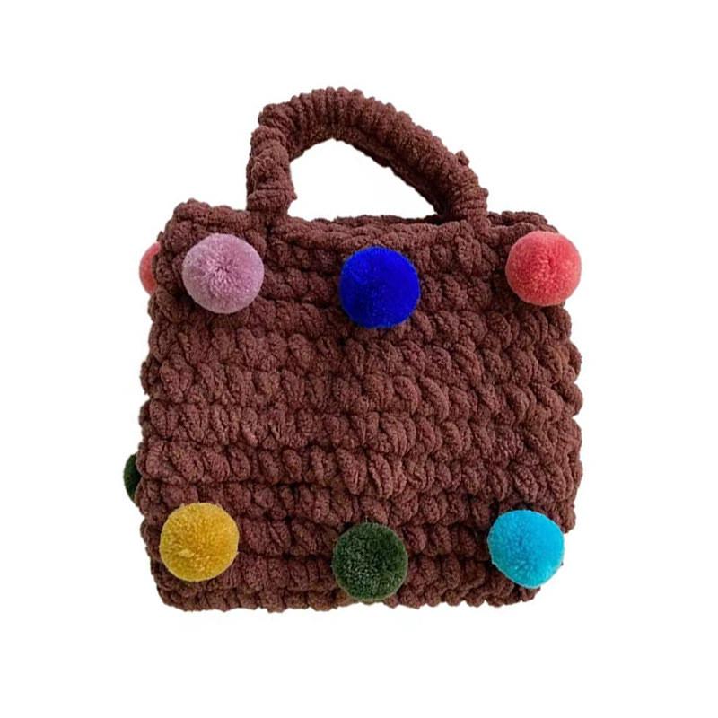 

Stylish Plush Shoulder Bag For Kids Featuring Adorable Bowknot And Cartoon Design In Neutral Colors Coffee