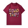 Men's 100% Cotton Crew Neck Short Sleeve T-Shirt, Fun Road Trip! Slogan Print Casual Summer Tee, Comfortable Breathable Daily Wear Top for Travel Holi