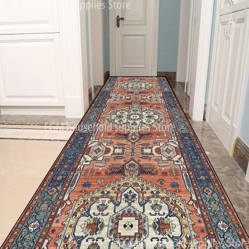 Persian Style Living Room Hall Carpet Long Hallway Corridor Rugs Non-slip Stairs Decor Runner Rug Kitchen Mat Size