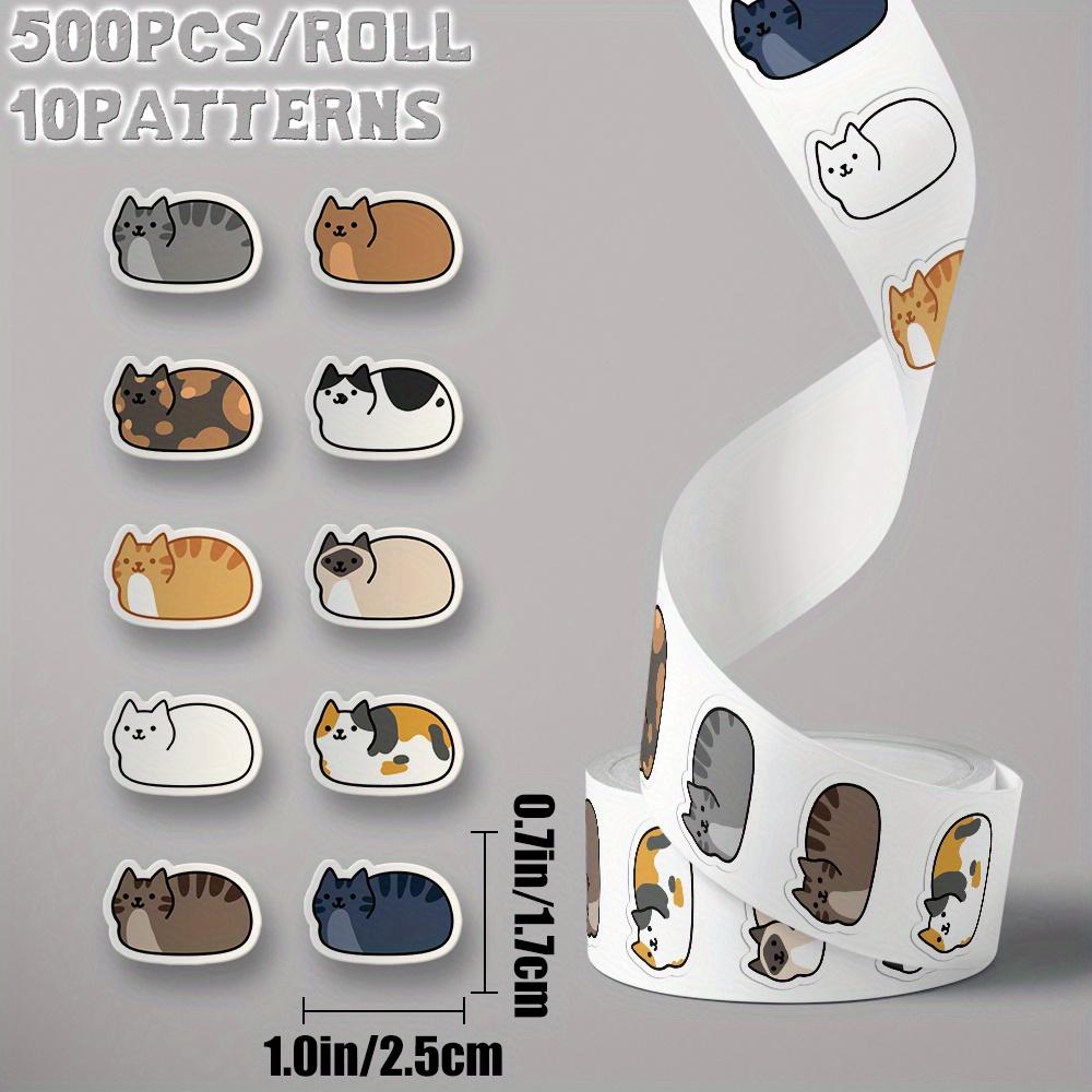 1roll/500pcs Cute Cat Themed sticker decoration for Back to school Class reward Birthday gift skateboard luggage bike scooter hand account