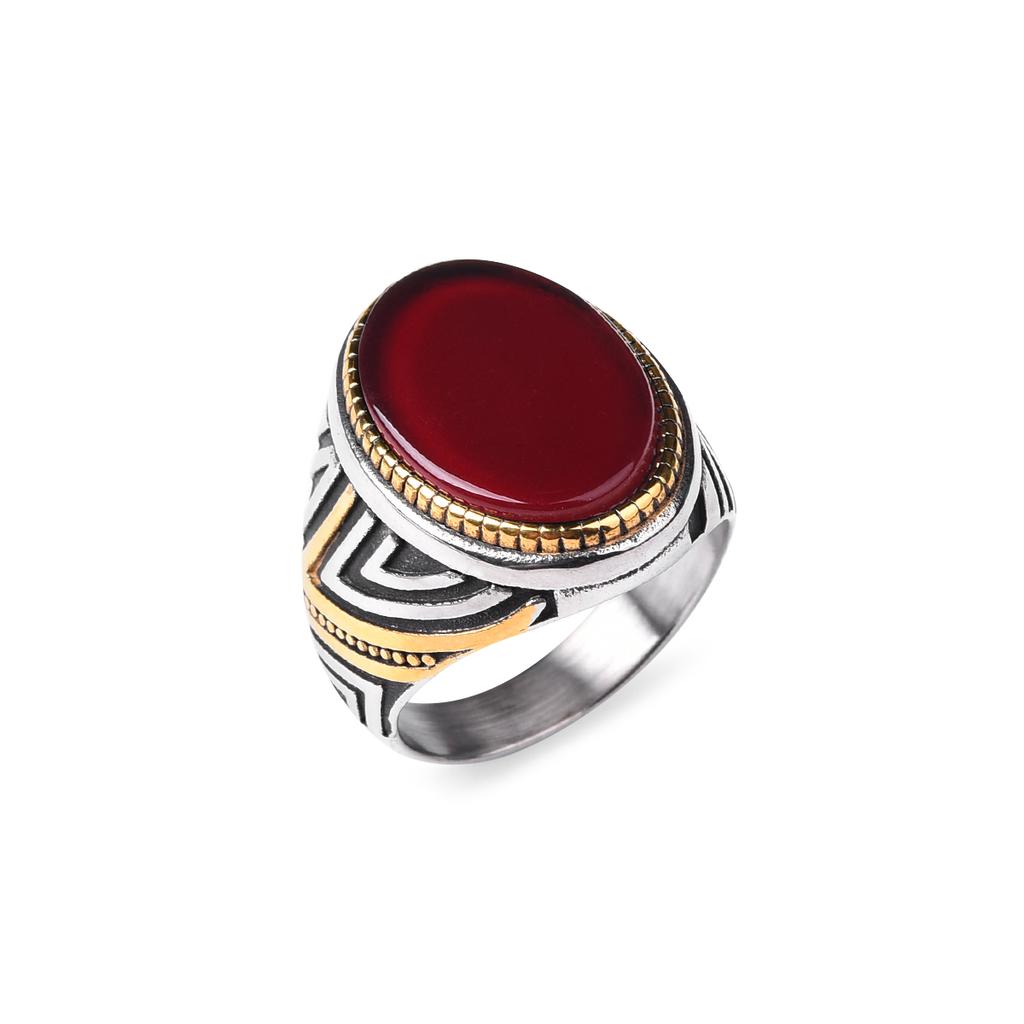 Men's/Women High Quality 316LStainless Steel Onyx Gilded Rings Classic Fashion Trend Jewelry