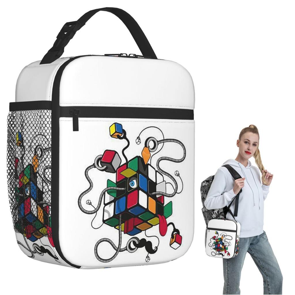 Borsa Termica per Pranzo Rubiks Rubiks Rubics per Donne Bambini Scatole per Cibo Portatili Lunch Box Termico Borsa a Shopper