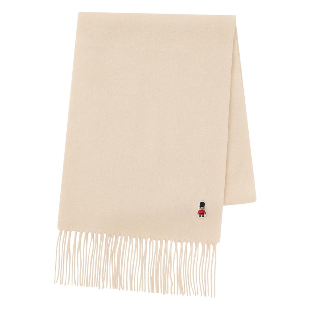 Mackintosh Philosophy Moonbat Wool Buckingham Bear Embroidered 48160 100% Scarf, Plain, Off-White,