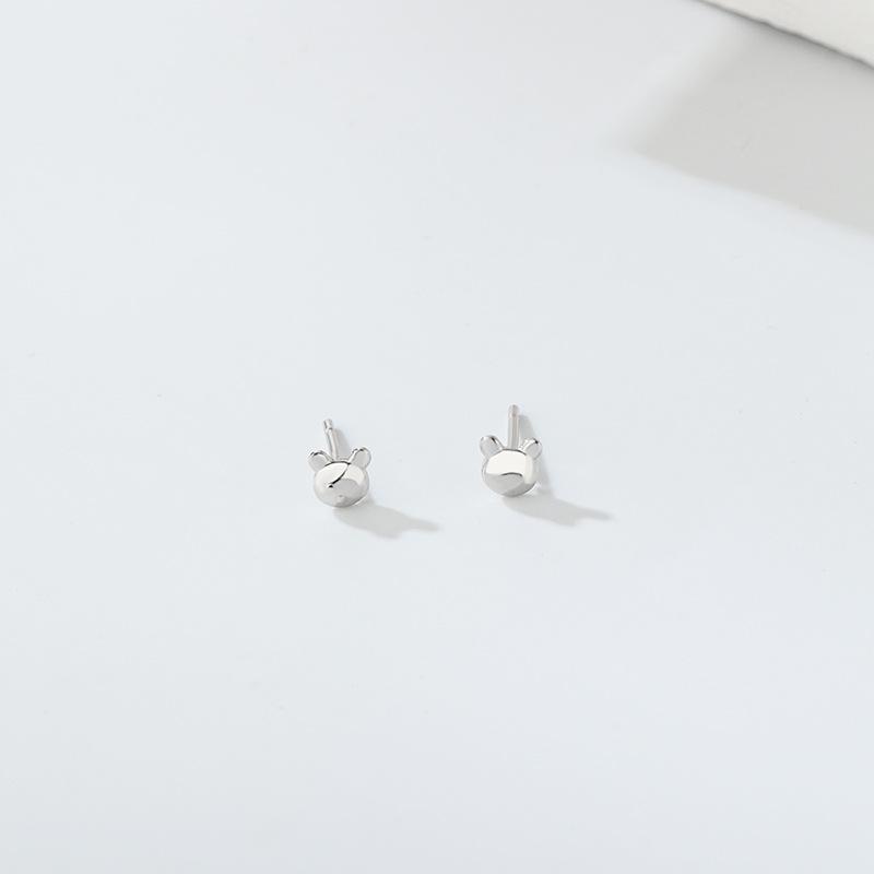 Korean Style S925 Sterling Silver Star & Moon Stud Earrings for Women