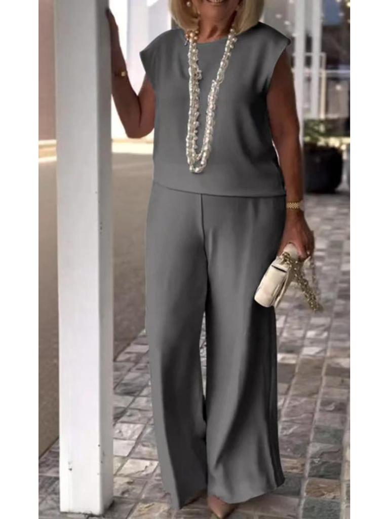 2025 Spring/Summer Elegant Sleeveless Retro European & American Fashion Women's Two-Piece Set