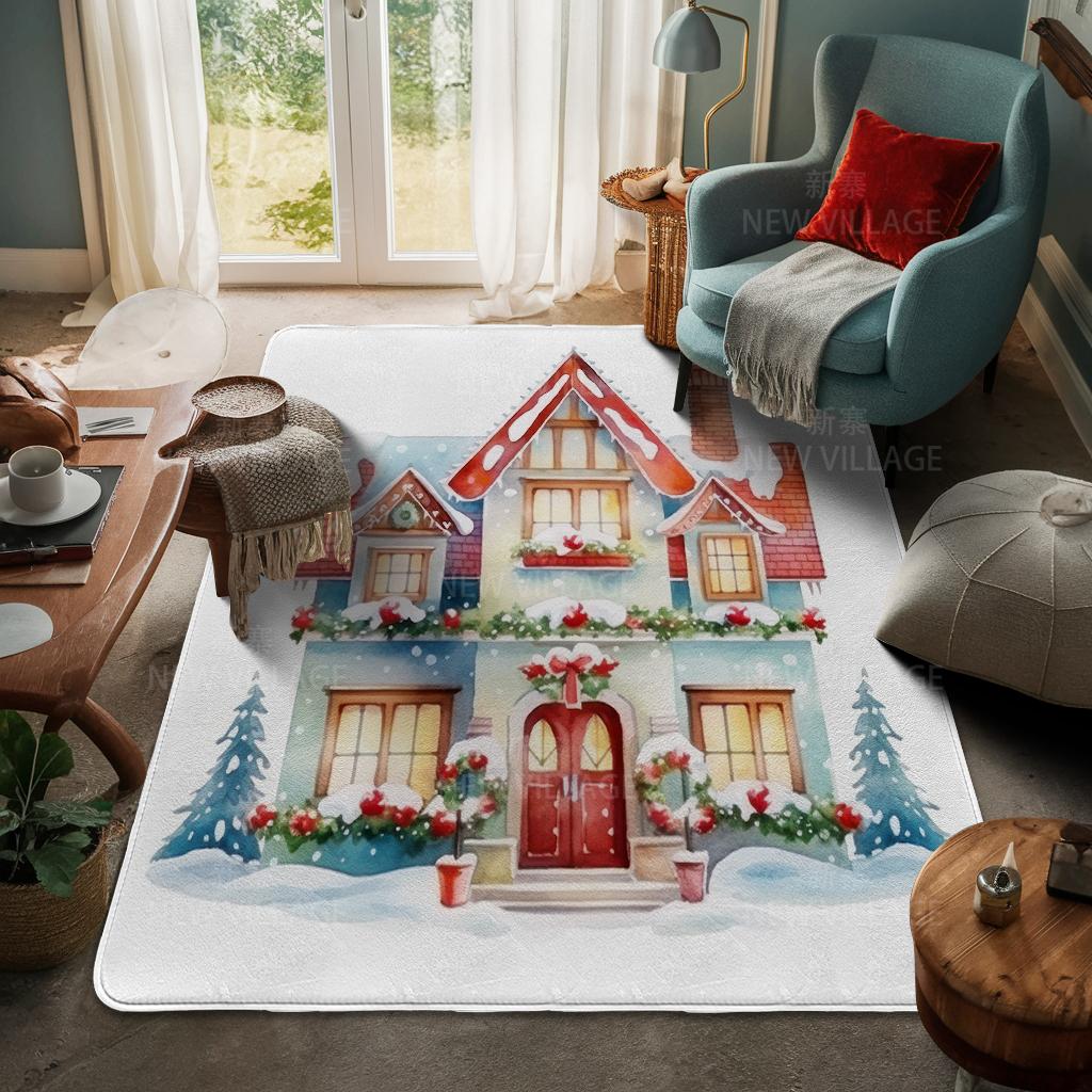 House Entrance Carpet Home Door Mat Living Room Bath Foot Bathroom Non-slip Water Absorption Rugs Bath Merry Christmas Winter