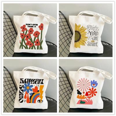 Lightweight Women Shoulder Bags Fashion Foral Canvas Tote Bag Large Capacity Shopping Shopper Handbag No Zipper Girl Handbags