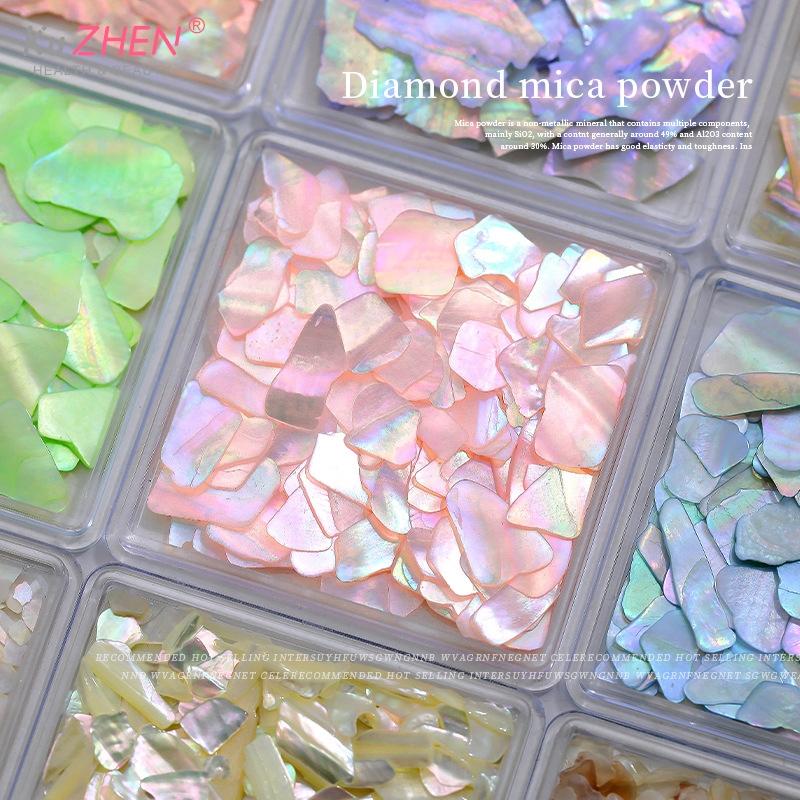 2024 1Box Aurora Shell Flakes Abalone Nails Charms Thin Natural Irregular Slice Shell Stone Sequins Manicure Art Decoration