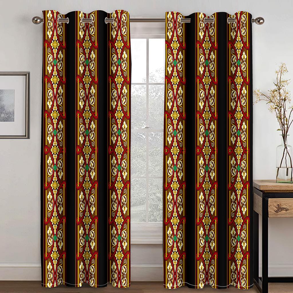 European American Ethiopian Style Shade Curtains 2 Panels Luxury Living Room Bedroom Home Decor Curtains