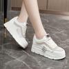 Women Shoes Platform Sneakers 2025 Summer Hollow Inner Height Increasing Thick Sole Fashionable Versatile Breathable Mesh Shoes