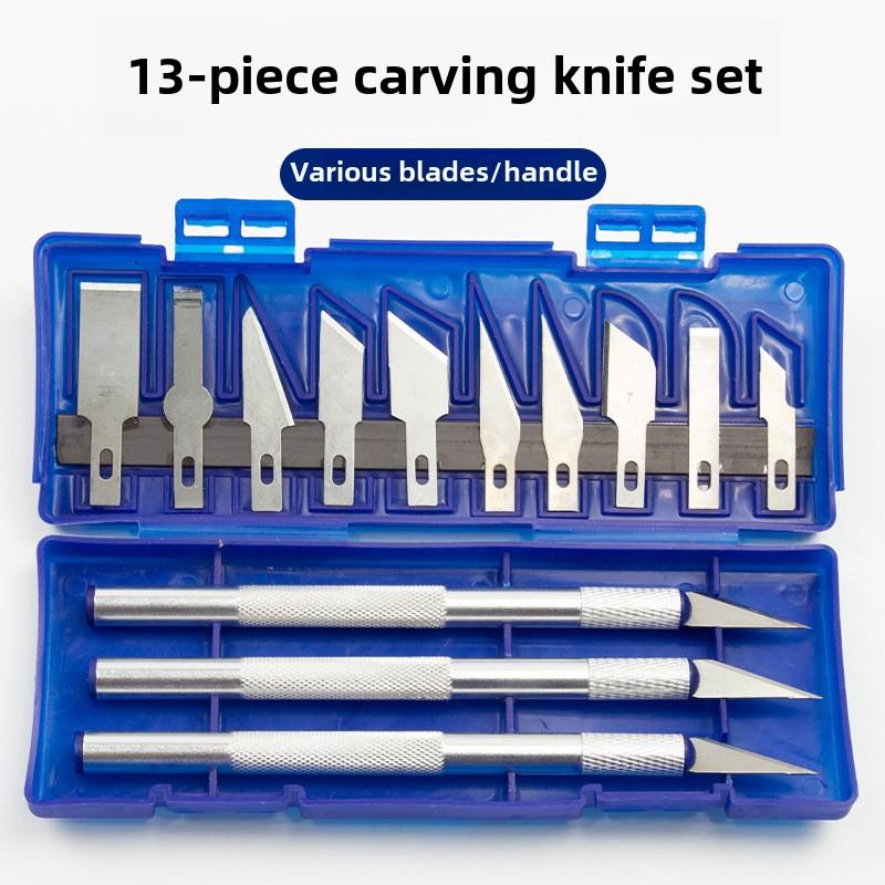 13 Pieces Precision Carving Knife Set Professional Craft Sculpting Tools Kit with Aluminum Handle for Art Model Making