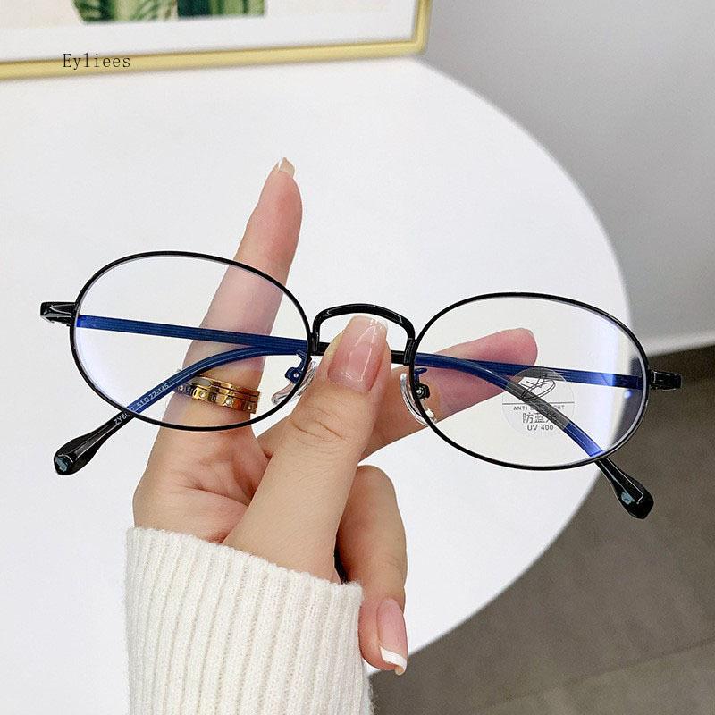 Fashion Anti Blue Light Round Glasses Ultra-Light Metal Frame Resist Fatigue Women Men Vintage Eye Protection Plain Spectacles