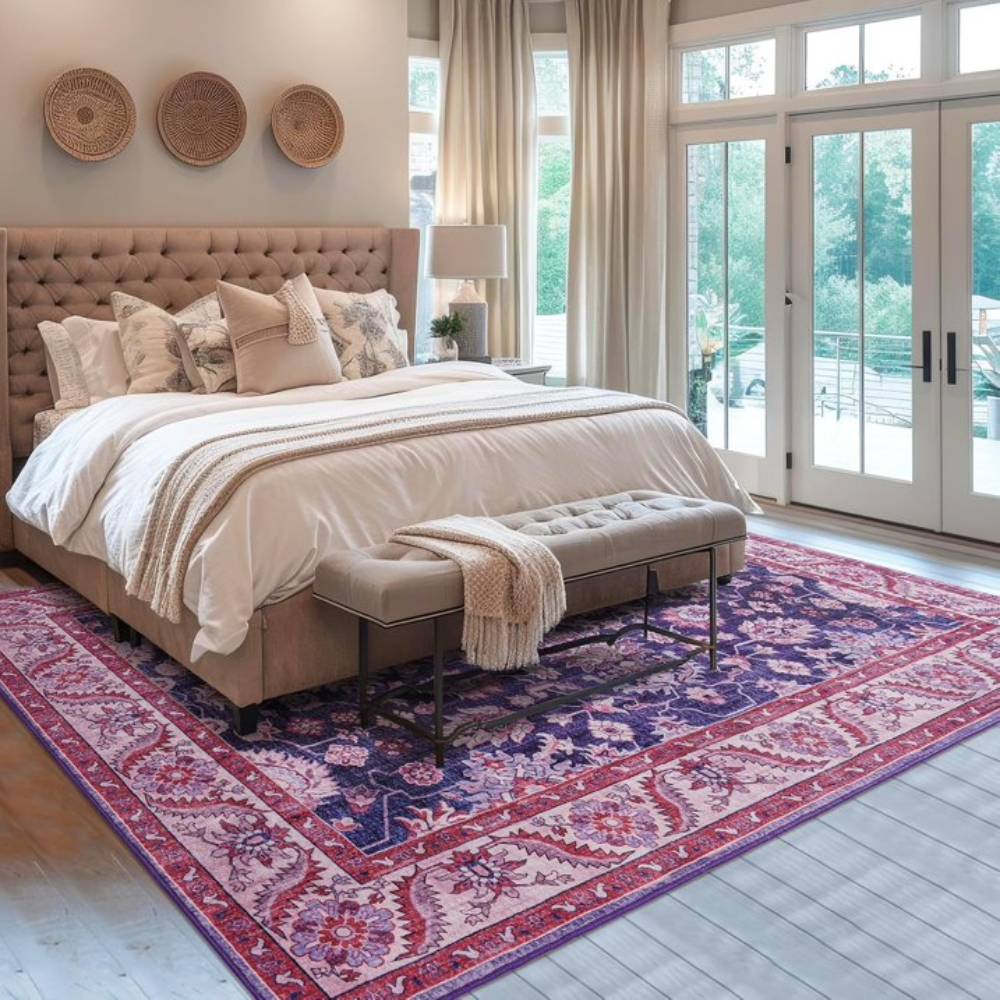 New Vintage Floral Rugs Soft Accent Large Area Rug Fluffy Carpet for Bedroom Living Room Home Decor Floor Mat