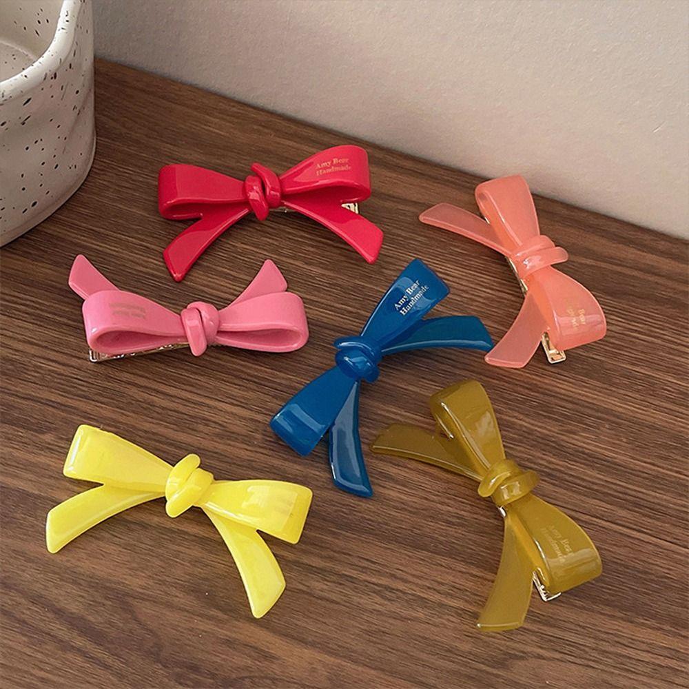Barrettes Bowknot Hair Clips Women Hair Clips Small Duckbill Clips Letter Acetate Bow Hairpins