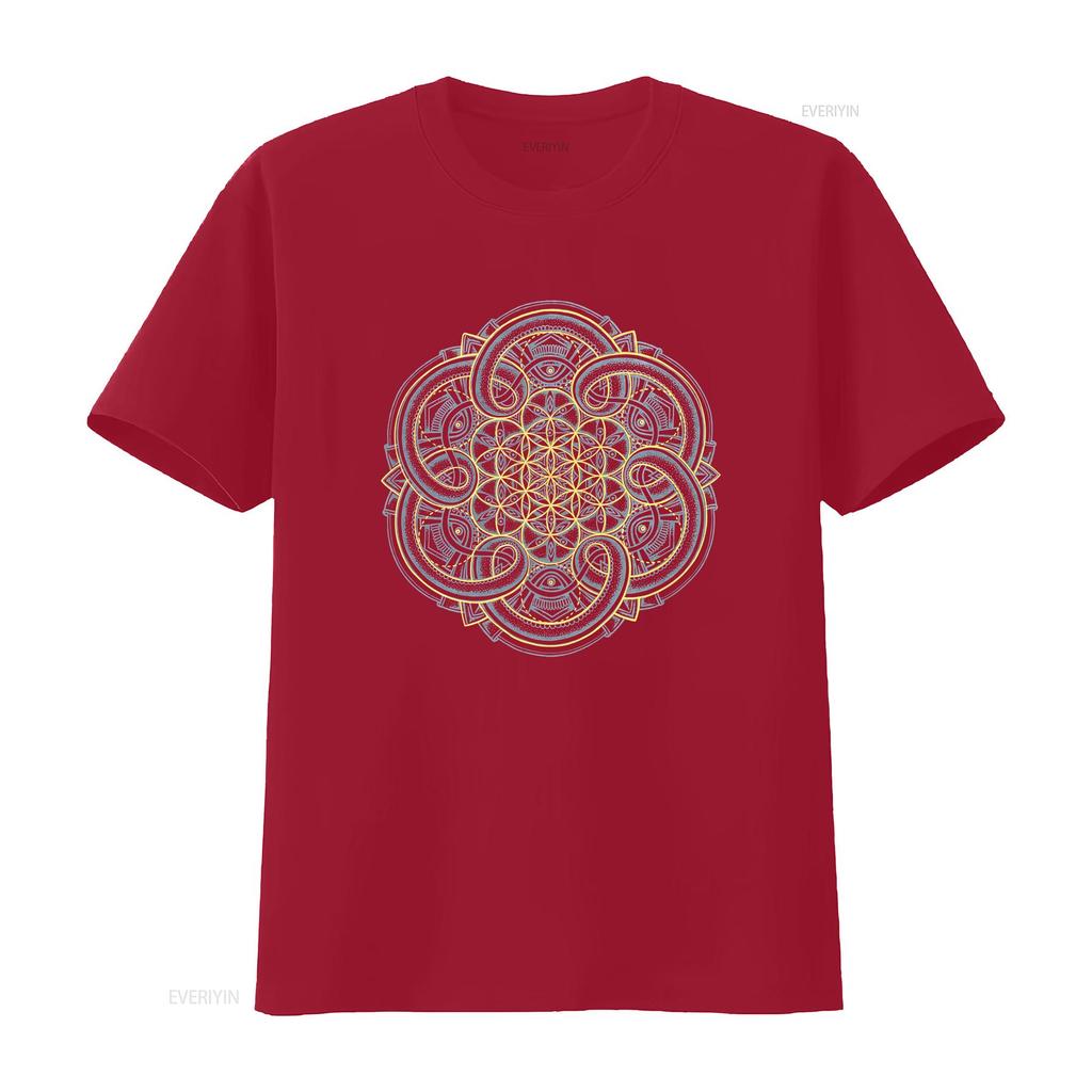 Glow In The Dark Flower Of Life Unisexdala T Shirt Sacred Geometry Unisexs Festival Gold Seed Vintage Stylish Soft Casual