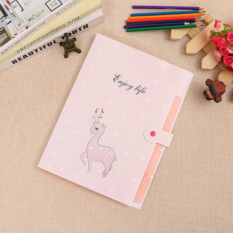 A4 Cute Cartoon Accordion Folder: Large Capacity Student File Organizer A4