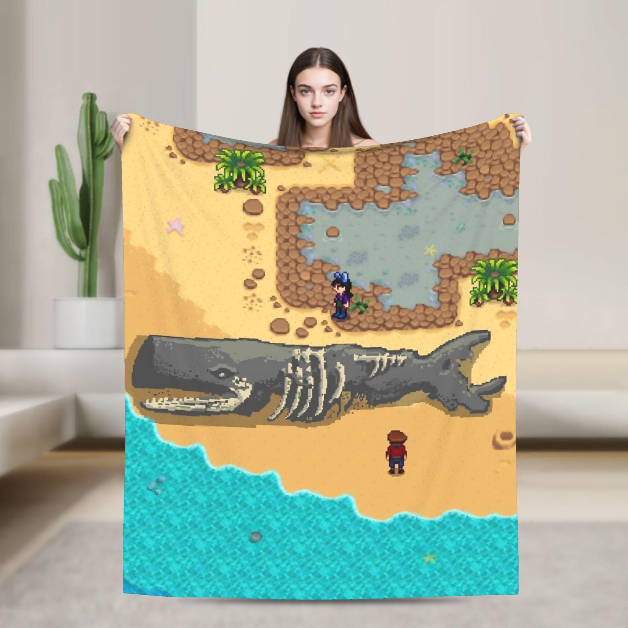 Stardew Valley Animals Chicken Flannel Blanket  Soft Throw Blanket for Couch Chair Camping Pattern Bedspread Sofa Bed Cover 30x40in