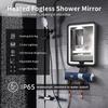 Rechargeable Battery Fogless Shower Mirror Adjustable Lighted Shower Mirror  Bathroom
