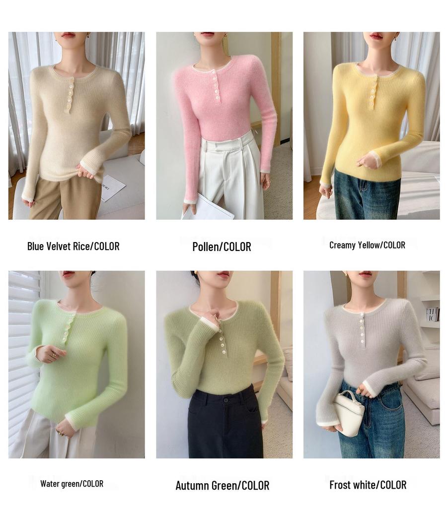 Versatile Women's Slim Fit Striped Cashmere Knit Pullover Sweater