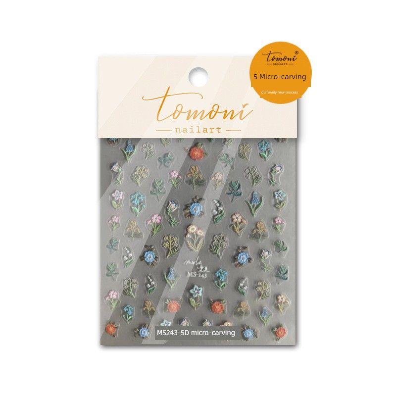 

Micro-Carved Tomoni Adhesive Small Wildflower Nail Sticker Embroider Flowers 243((5D micro carving))