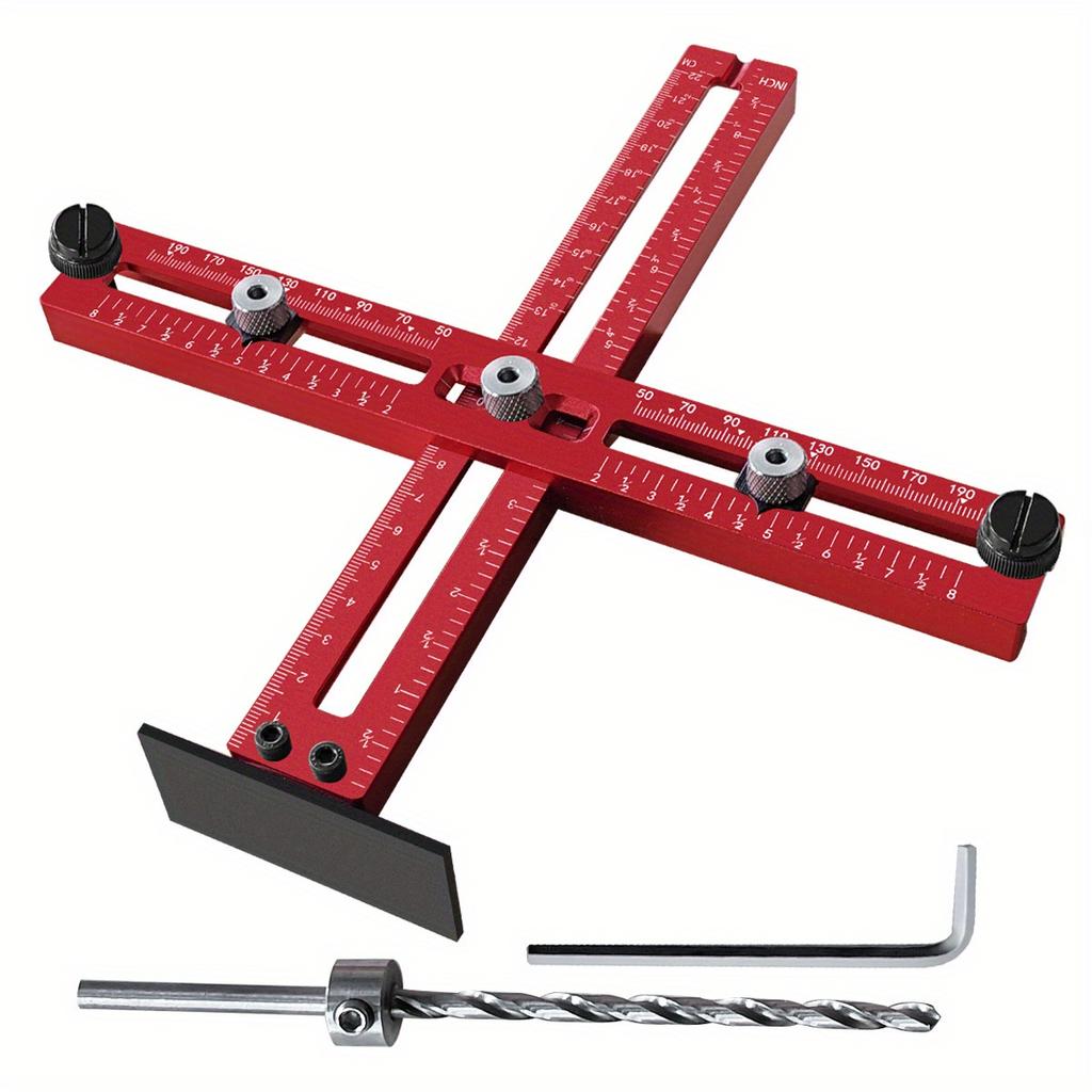 Aluminum Cabinet Handle Jig Adjustable Punch Locator Tool Metric/Inch Drilling Template Guide Positioning Ruler for Drawer Knobs