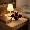 Decorative Wooden Fall Party Supplies Halloween Witch Statue, Retro Felt Style Black Cat Ghost Small Standing Wood Statues Bat Figures for Shelf Desk,