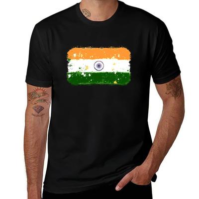 India Grunge Flag Tshirt Plus Size Basic Cotton Tshirt
