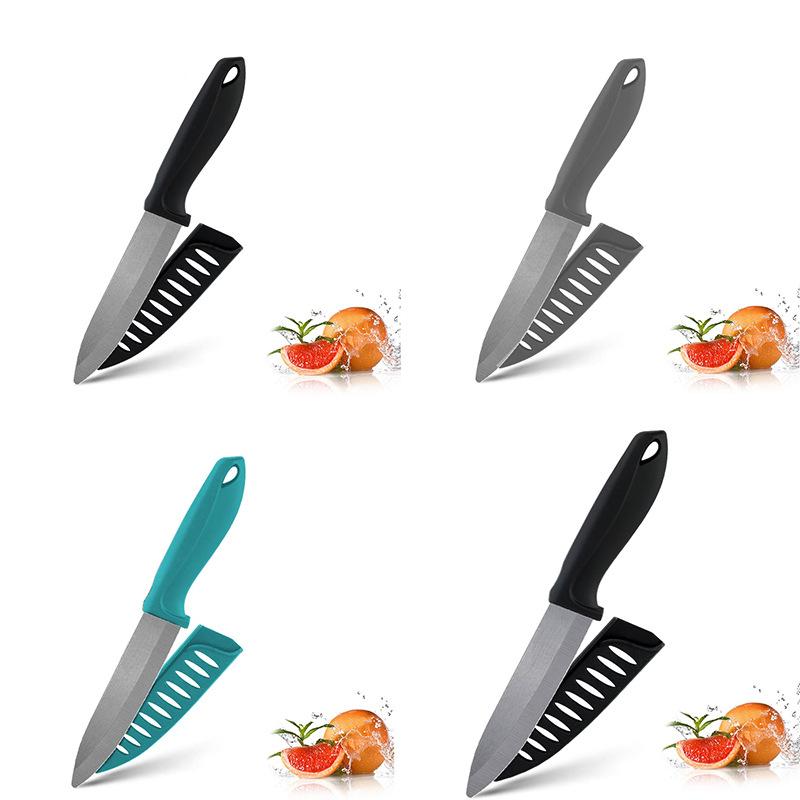 Ceramic Knife 3 4 5 6 Inch Sharp Kitchen Chef Knives Utility Slicer Paring Serrated Bread Meat Cleaver with Sheaths Black Blade