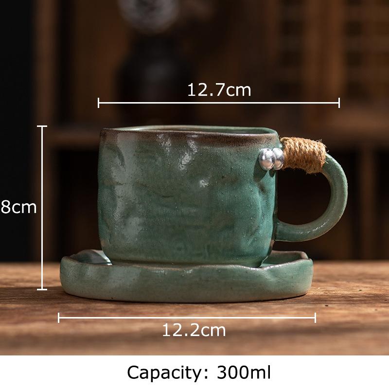 Retro Coarse Pottery Cup&saucer Classical Mugs Dining Table Coffee Mug Milk Cups Afternoon Tea Teacup Fruit Juice Container