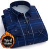 Men's Winter Warmth Plaid Shirt with Velvet Lining for Middle-aged and Elderly