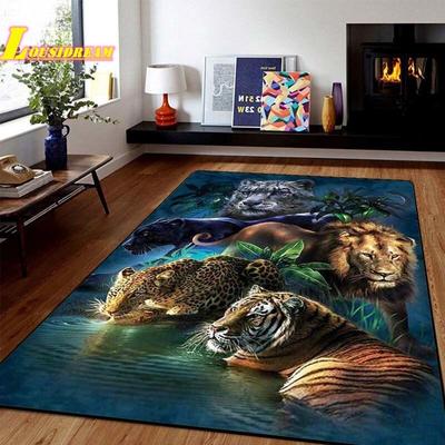 Tiger Carpet 3D Animal Print Lion Leopard Carpet Door Mat Living Room Bedroom Modern Home Decor Carpet Photography Props