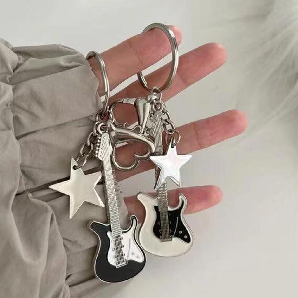 Stylish Keychain For Music Lovers Easy To And Durable Alloy Guitar Pendants Keychain Key Chains