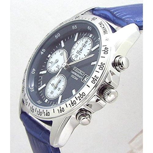 Seiko Chronograph Watch with Genuine Leather Strap Set, Authorized Domestic Distribution, Navy Blue Belt SND365P1-BL [Parallel Import]
