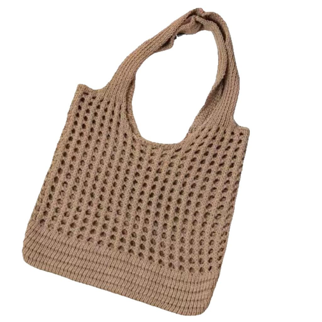 Vintage Handmade Knit Woven Tote Bag - Versatile Women's Handbag