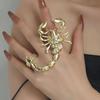 Rhinestone Scorpion Chain Ring Black Irregular Ring Personality Vintage Gold Ring  Women