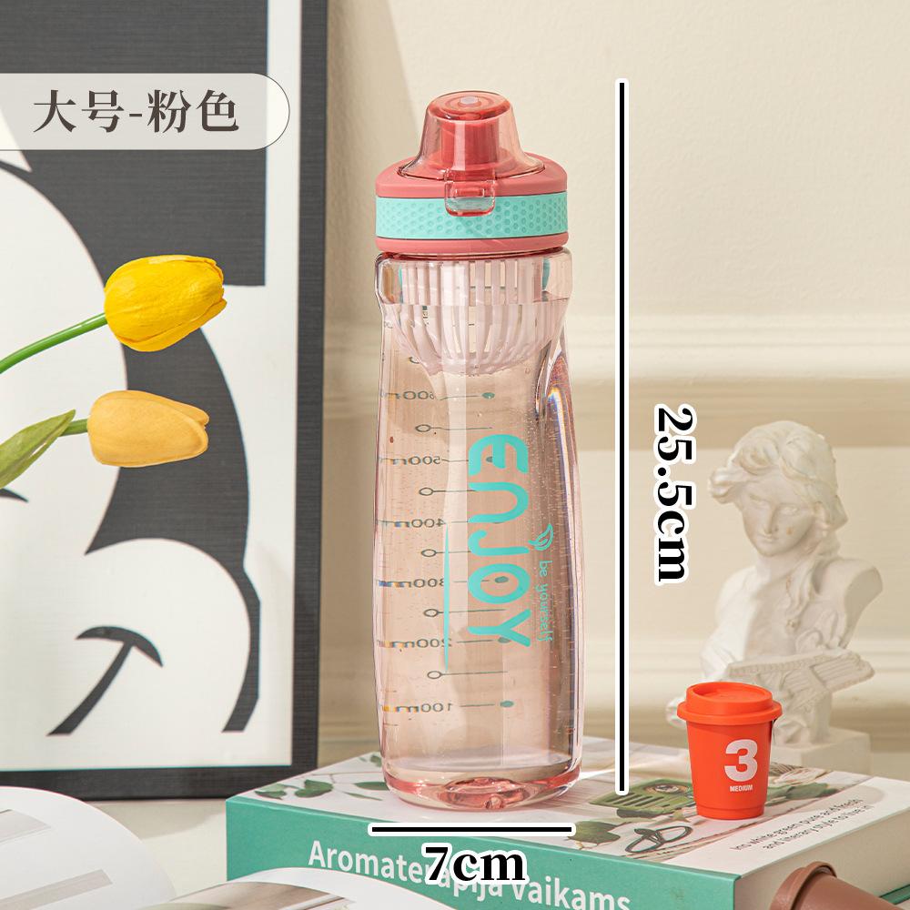 Water Bottle Drinking Large Capacity Outdoor Fitness Plastic Cup Student with Graduated Sports Water Cup High Temperature Handle Water Cup Wholesale