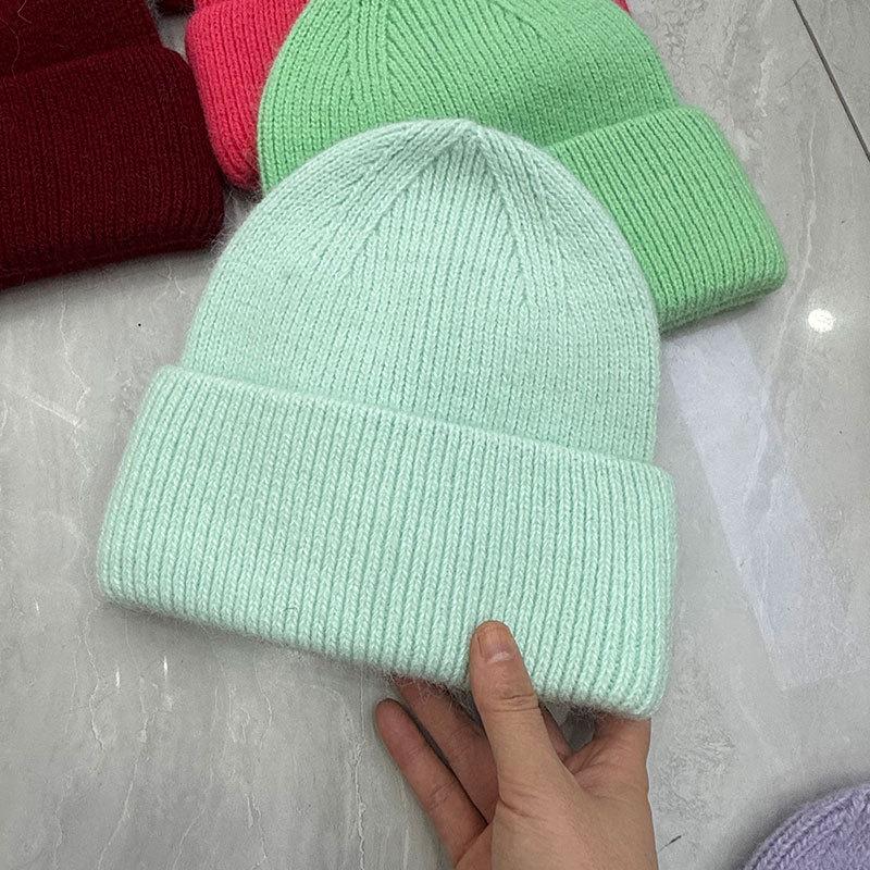 Hat Women's Autumn and Winter Wool Hat Casual Warm Versatile ins Knitted Hat Solid Color Light Board Cold Hat Men's Trend