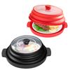 Collapsible Microwave Ovent Splatter Cover for Food with Tray Vented Silicone Splatter Guard Lid Plate Holder Kitchen Colander