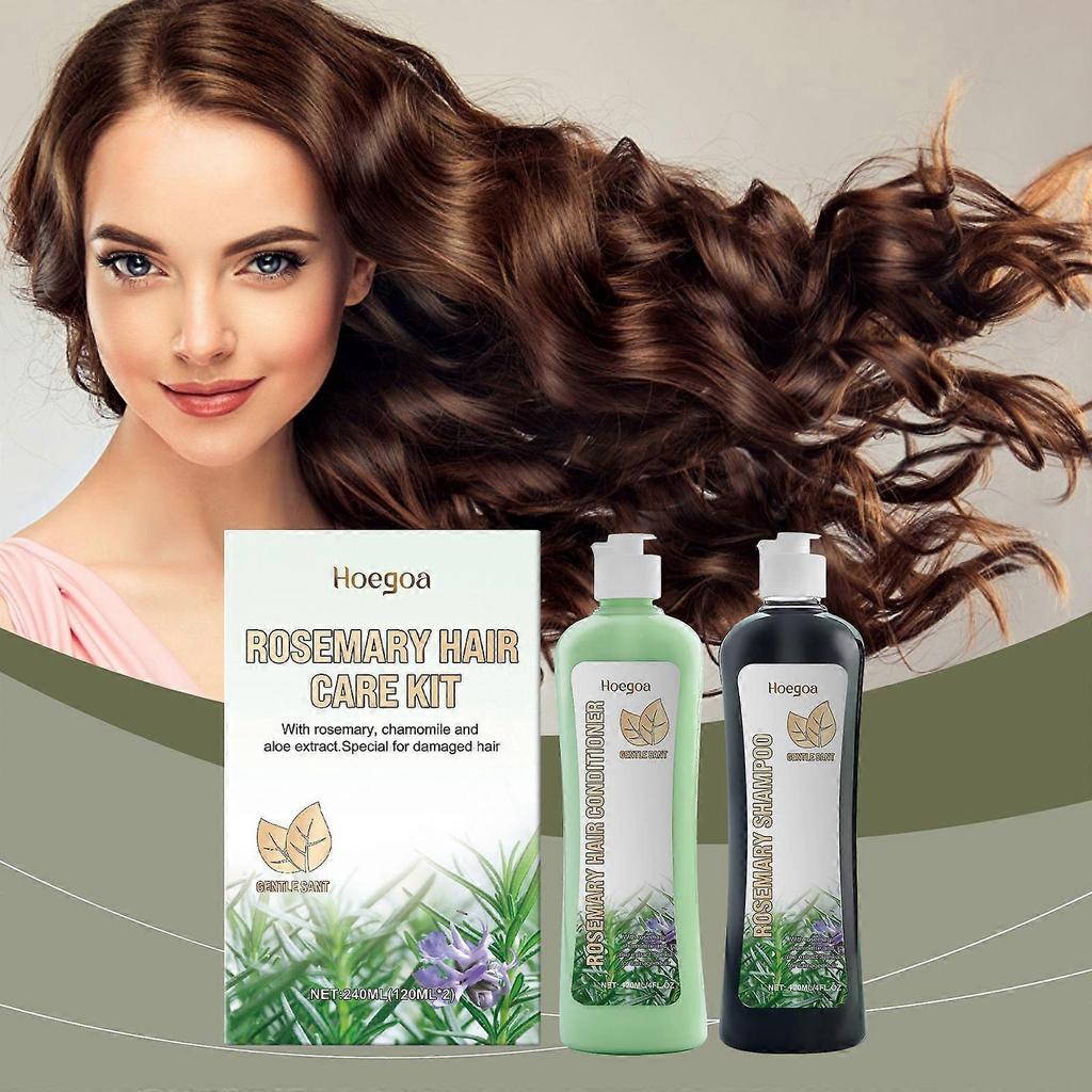 Hoegoa Rosmarin Chinarinde Haarpflegeset – Nährendes und feuchtigkeitsspendendes Shampoo und Conditioner für natürlichen Glanz und geschmeidiges Haar