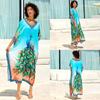 European & American Cotton Print Beach Cover-Up Long Dress - Plus Size Swimsuit Sunscreen Robe