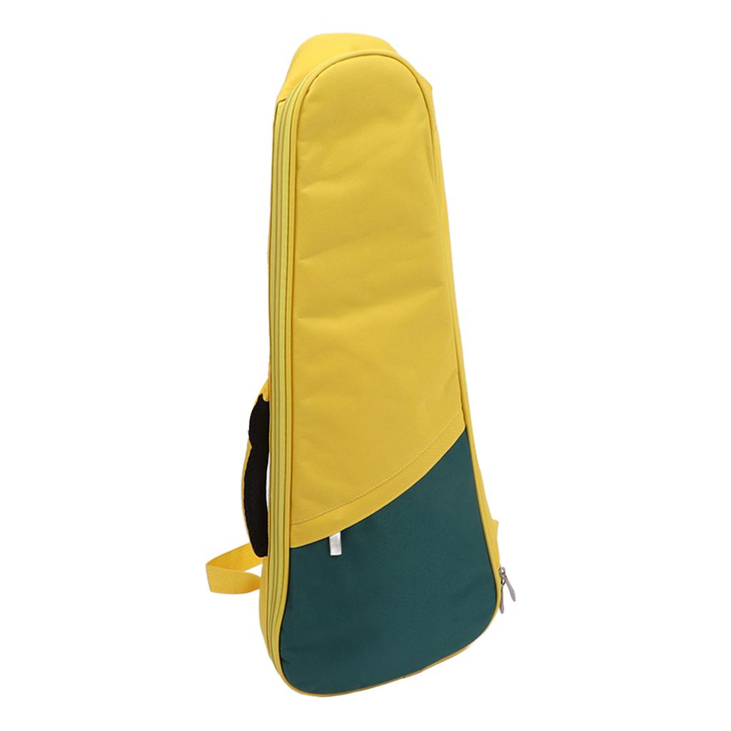 23in 24in Ukulele Case Oxford Cloth Waterproof Adjustable Shoulder Straps Ukulele Padded Bag Backpack Yellow Dark Green