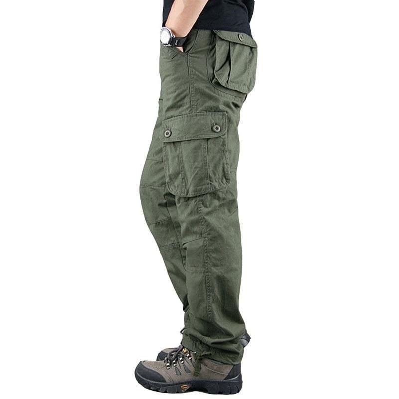 Men's Overalls Outdoor Straight Multi-pocket Cargo Pants Casual Wear Resistant Multi-pocket Military Tactical Pants