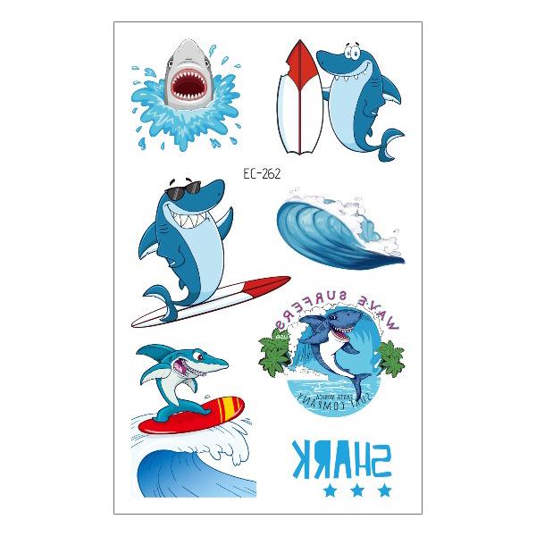 Waterproof Children's Pirate Shark Tattoo Stickers - Birthday Party & Cartoon Design