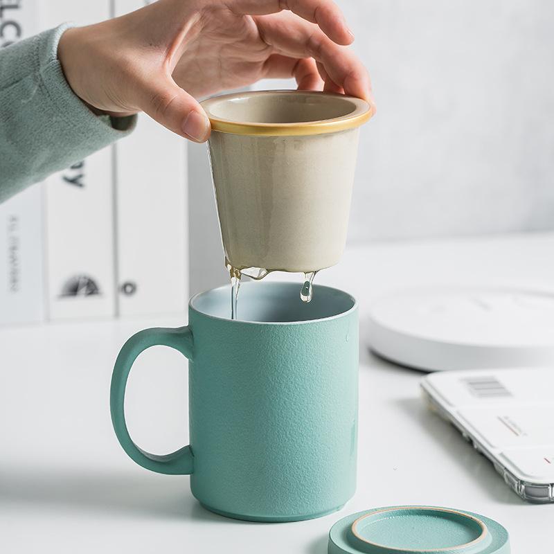 Ceramic personal office tea separation cup household commercial real estate opening simple accompanying small gifts