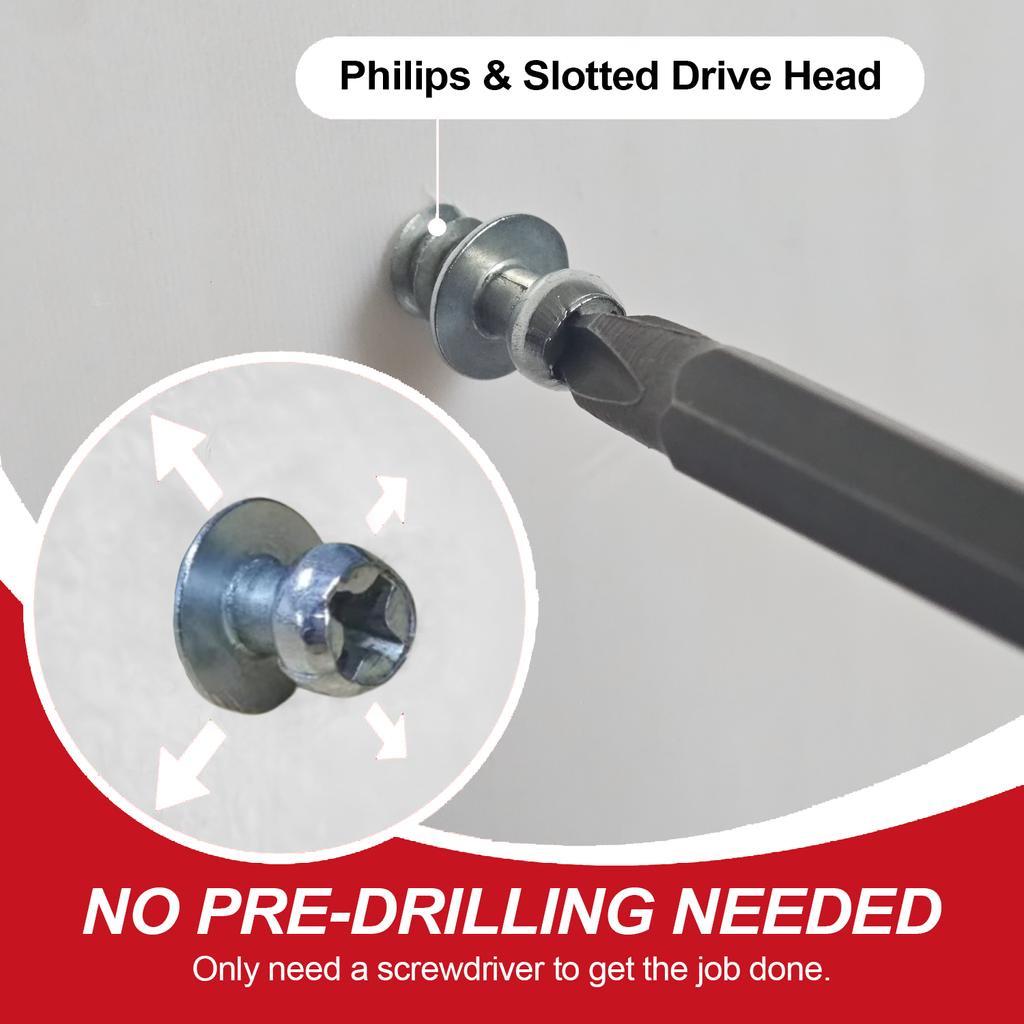 VKKM 120-Piece Double-Headed Wall Screw Anchors - #14 X 0.7 Inch, Holds Up To 30 Lbs, Perfect for Drywall and Masonry