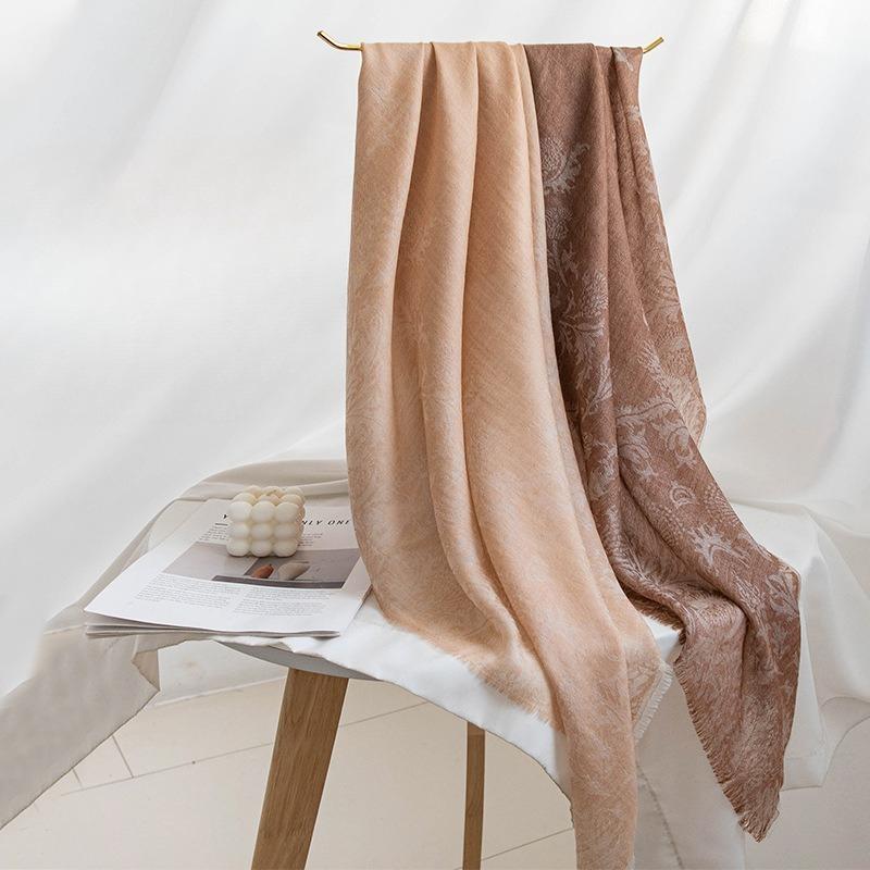 Cashmere Scarf  High end French Retro Cashew Flower Jacquard Large Square Scarf Air Conditioned Room Shawl for Women  Autumn Outerwear